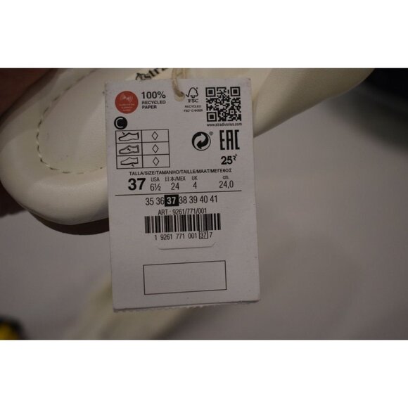 New Women's Stradivarius White Padded Vegan Leather Flip Flop Sandal Size 6.5 - Picture 7 of 8